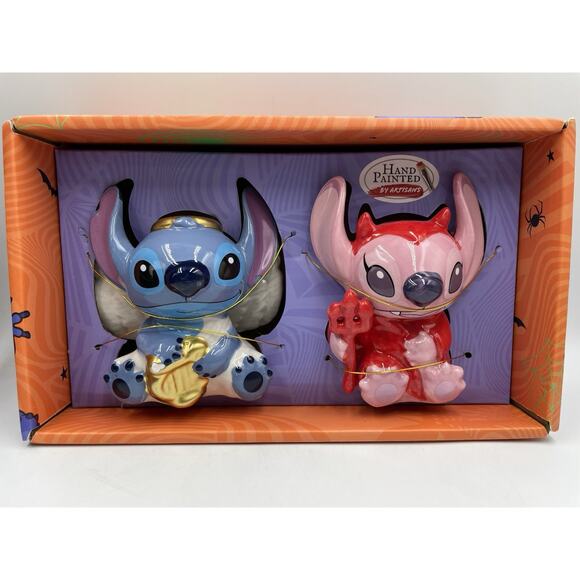 Disney Stitch Angel and Devil Salt and Pepper Shakers NEW In Box - Picture 1 of 7